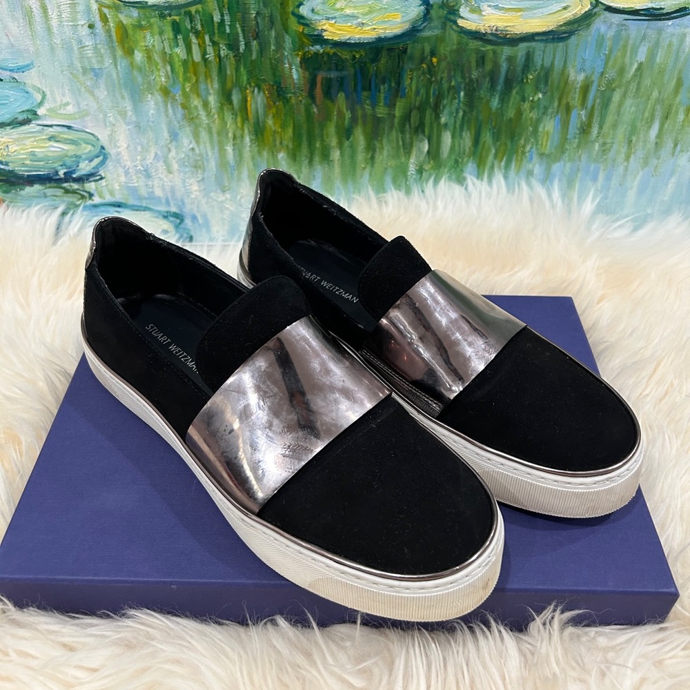 🤩Host pick ❤️Authentic STUART WEITZMAN size 37(6.5) BOYBAND BLACK SUEDE